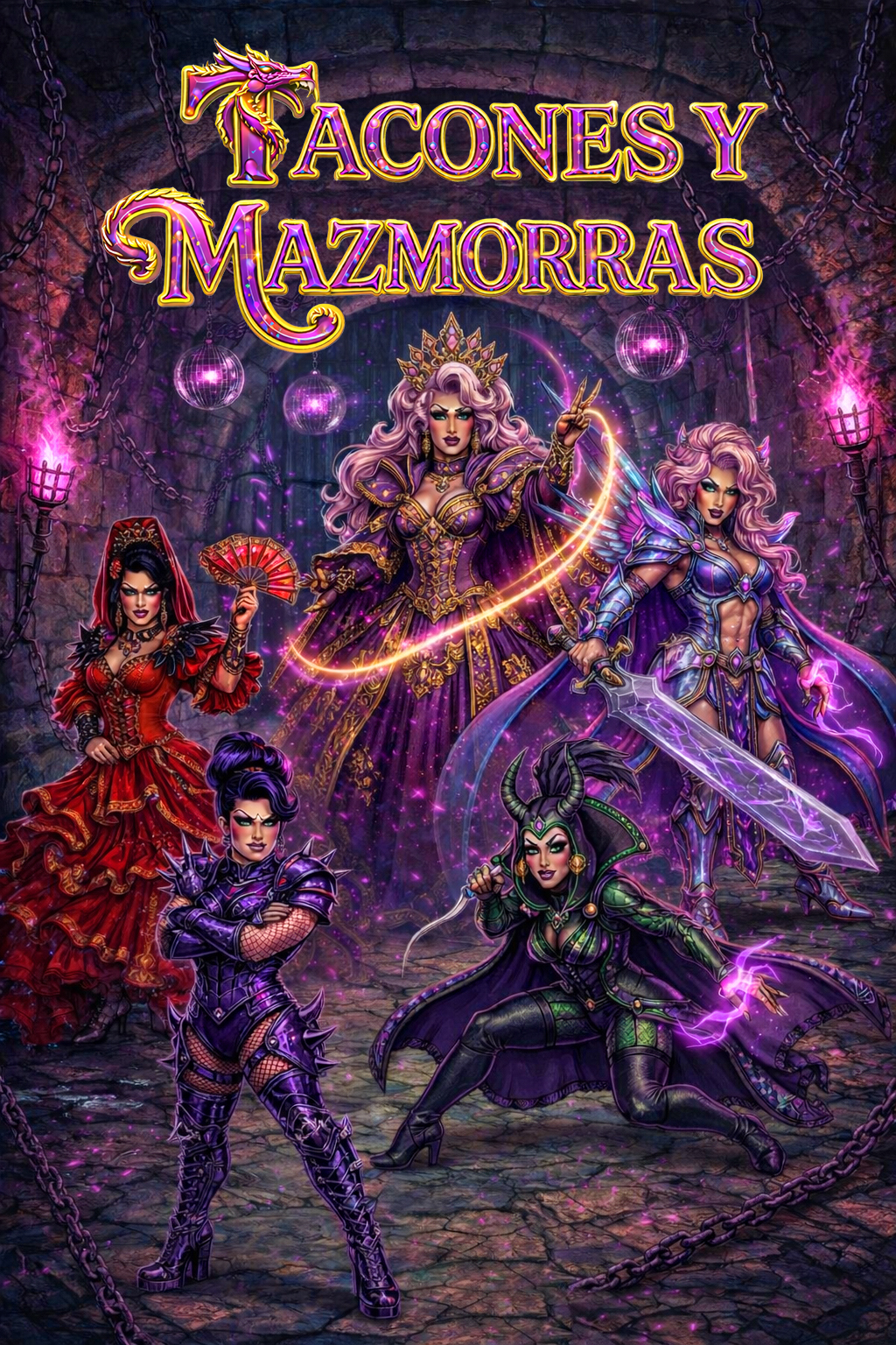 Cartel Tacones y Mazmorras