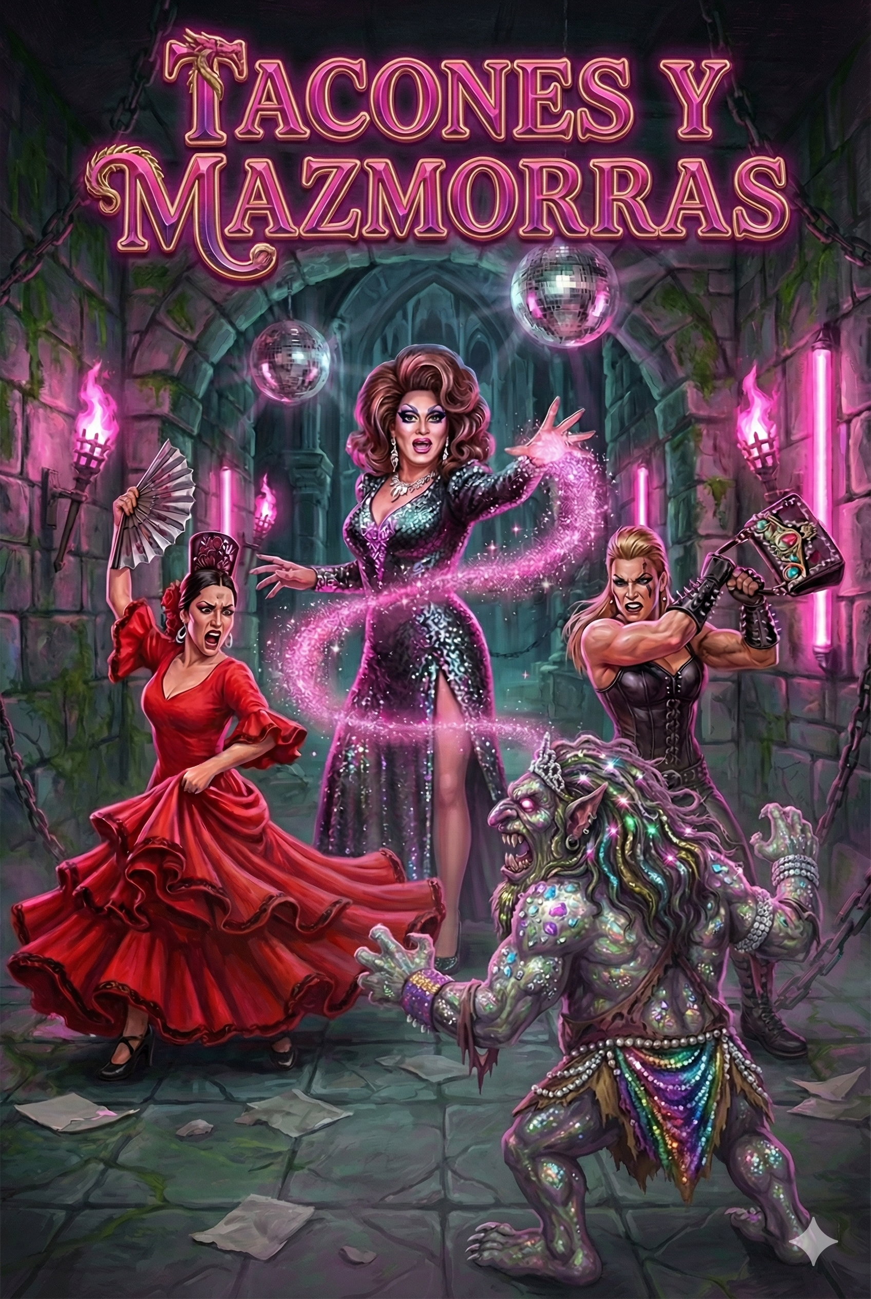 Cartel Tacones y Mazmorras